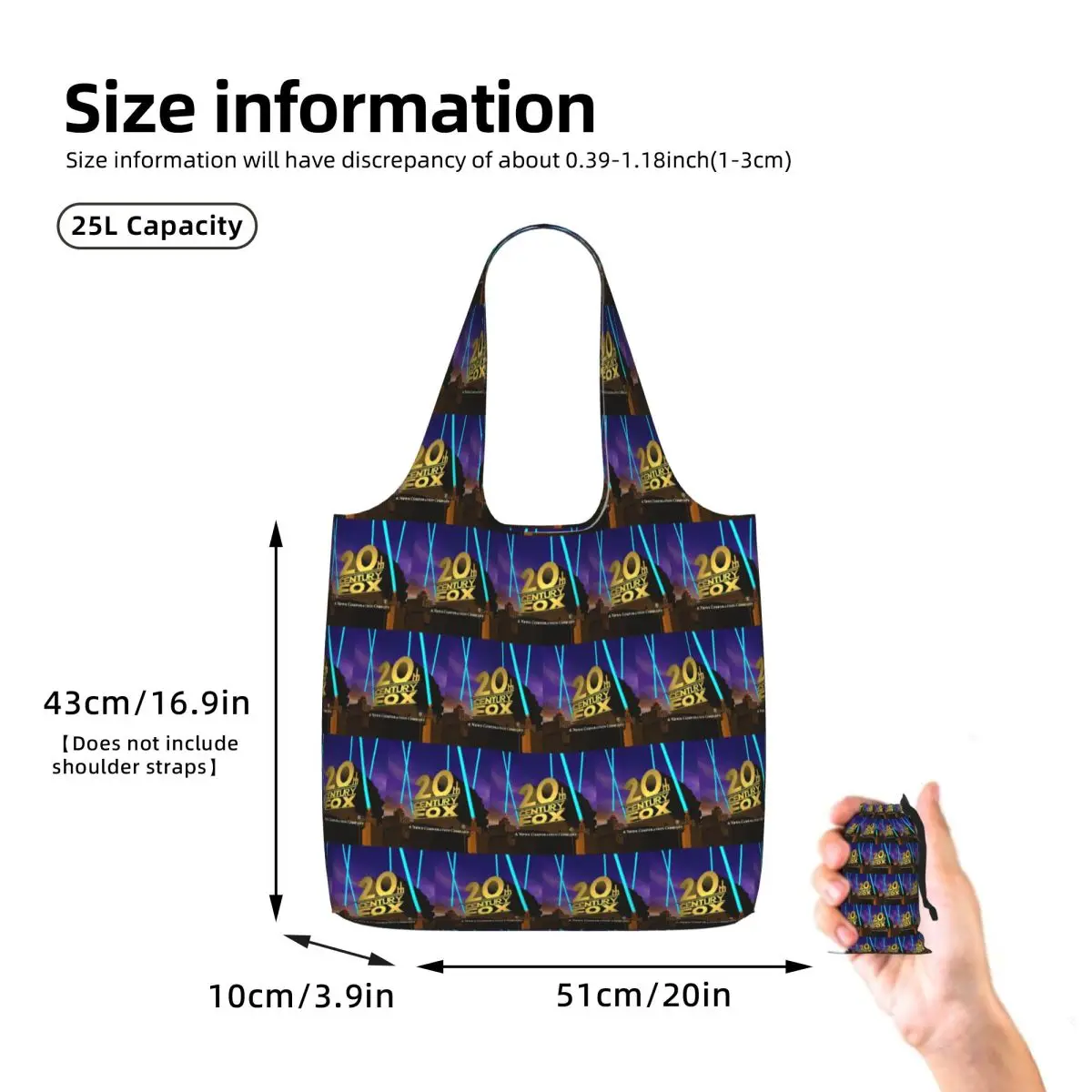 20th Century Fox Shopping Tote Bag Canvas Large Capacity Shoulder Bags Shopper Grocery Handbag for Women
