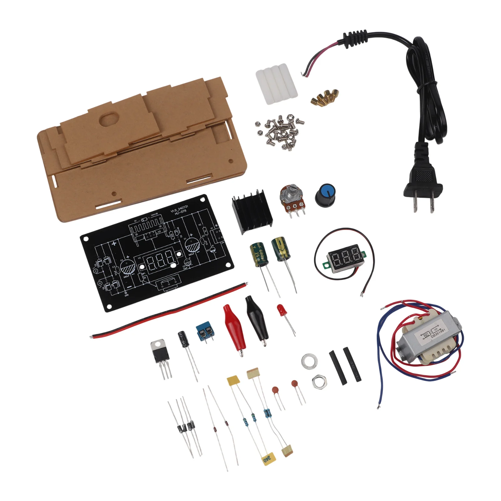 Picture 6: LM317 Voltage Regulator Power Supply Board Kit 1.25-12V Adjustable DC Module With Voltmeter Transparent Case For Electronic DIY