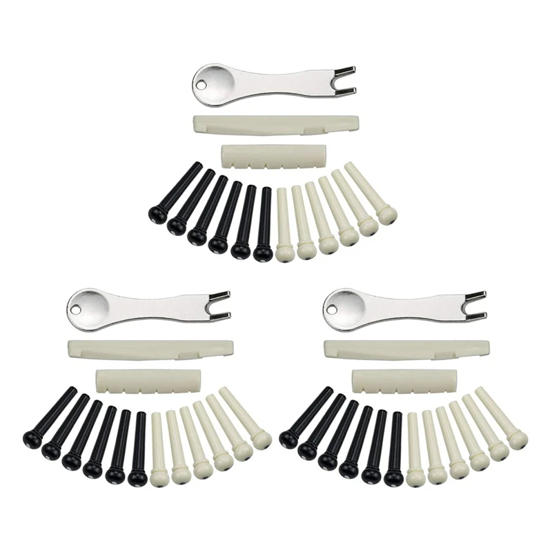 

36 Pack Acoustic Guitar Bridge Pins With Bridge Pin Puller Remover, Guitar Saddle And Nut, Ivory And Black