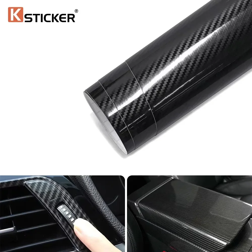

6D Black Carbon Fiber Texture Car Vinyl Film Vehicle Body Modified Gloss Decal Film Sheet Roll Motorcycle Sticker Self Adhesive