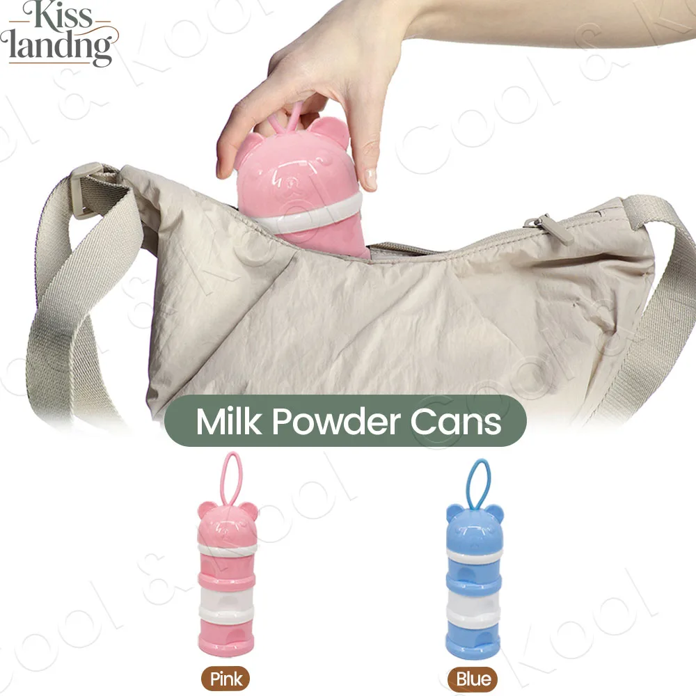 3-Layer Portable Formula Dispenser, Bear Design with Spill-Proof Sections for Accurate On-the-Go Feeding