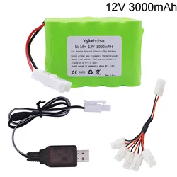 12V 3000mAh NI-MH batteria Tamiya Spina con USB charger set 10x AA Ni-Mh battery Pack per RC elettrico giocattoli RC auto camion barche