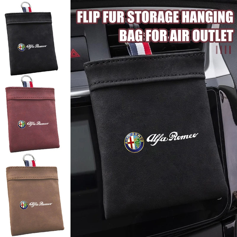 Bolsa de almacenamiento para salida de aire de coche, organizador de bolsillo con soporte para teléfono, para Alfa Romeo Giulia 147 Mito 156 159 166 GT Stelvio Brera