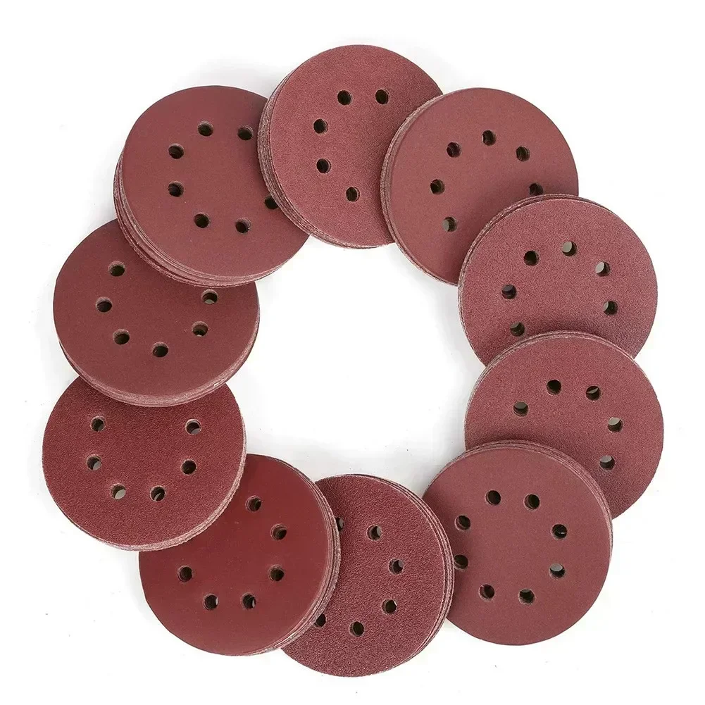 8 Hole 125mm Sandpaper Woodworking Metal Grinding Disc Abrasive Polishing Tool 40/1000/2000 Grit Sanding Discs