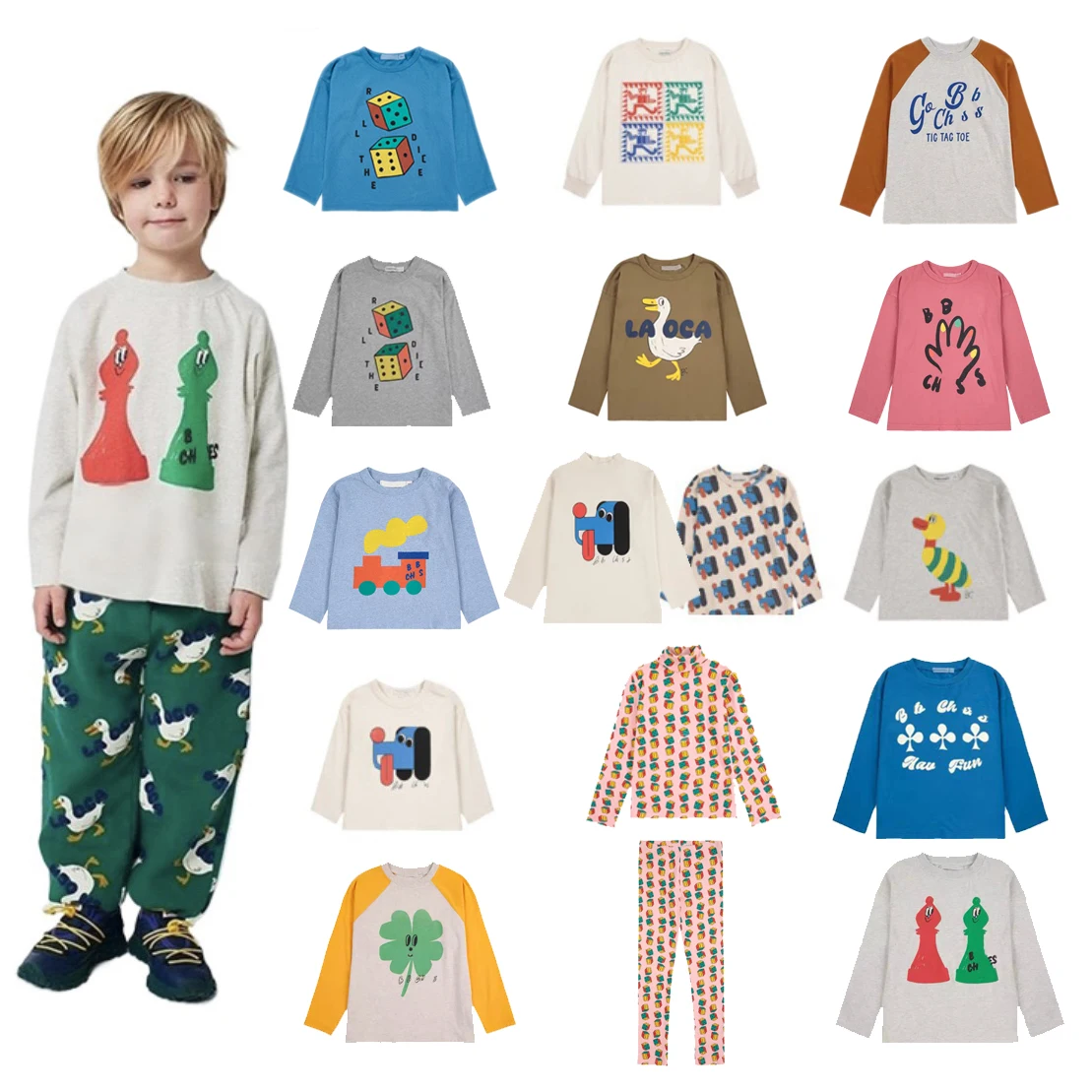 

New Bc 2025 Autumn Winter Kids Boys Girls T-shirts Long Sleeve Tees Cotton Baby Cartoon Children Tops Boy Clothes 1yrs to 15yrs