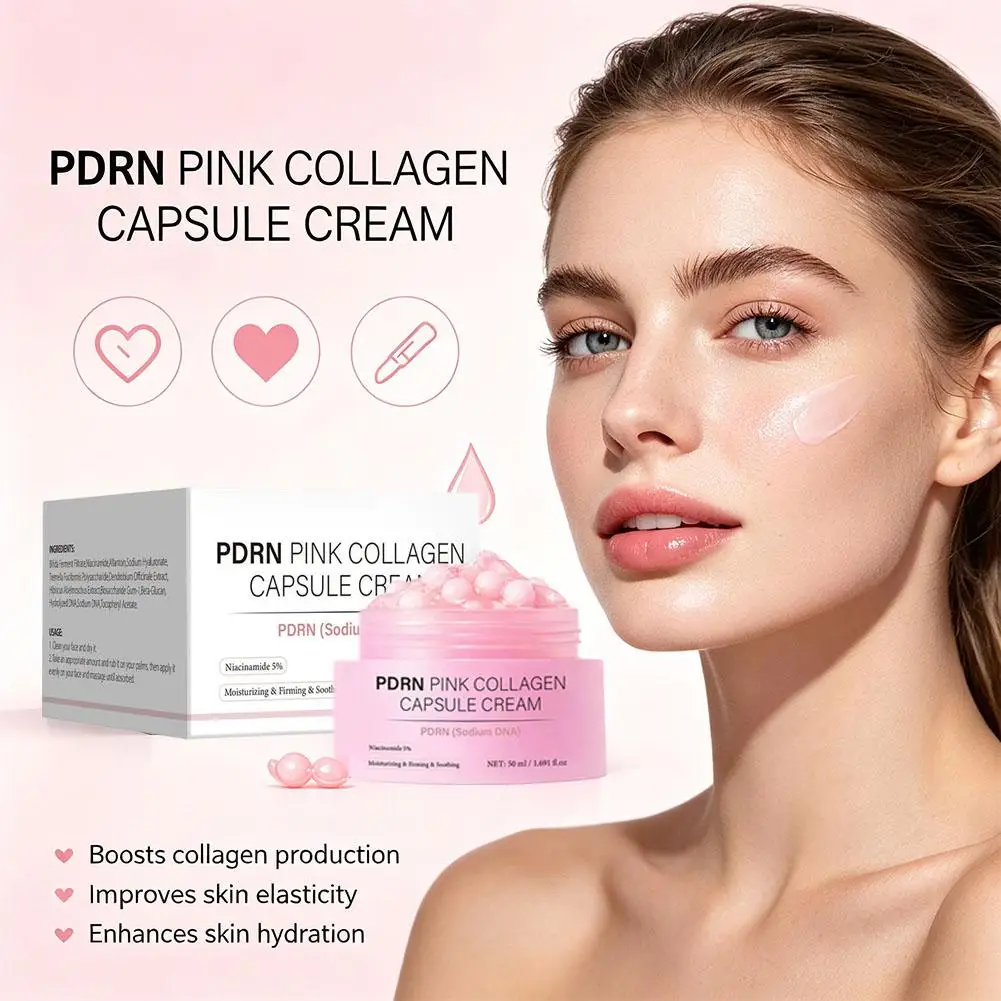 Crema de Colágeno PDRN en Cápsulas de 50 ml, Niacinamida, Colágeno Hidrolizado, Crema Hidratante Profunda en Gel, Humectante, Reafirmante, Cuidado de la Piel Nutritivo