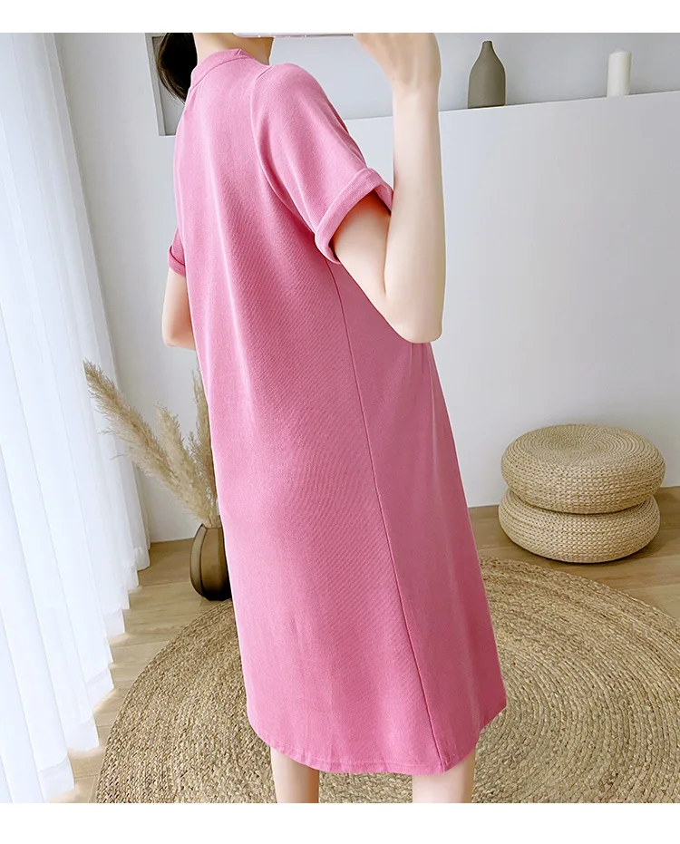 Pregnant Women's Short-Sleeved Loose Cotton Dress, Comfortable T-shirt, Long Top, Summer Skirt