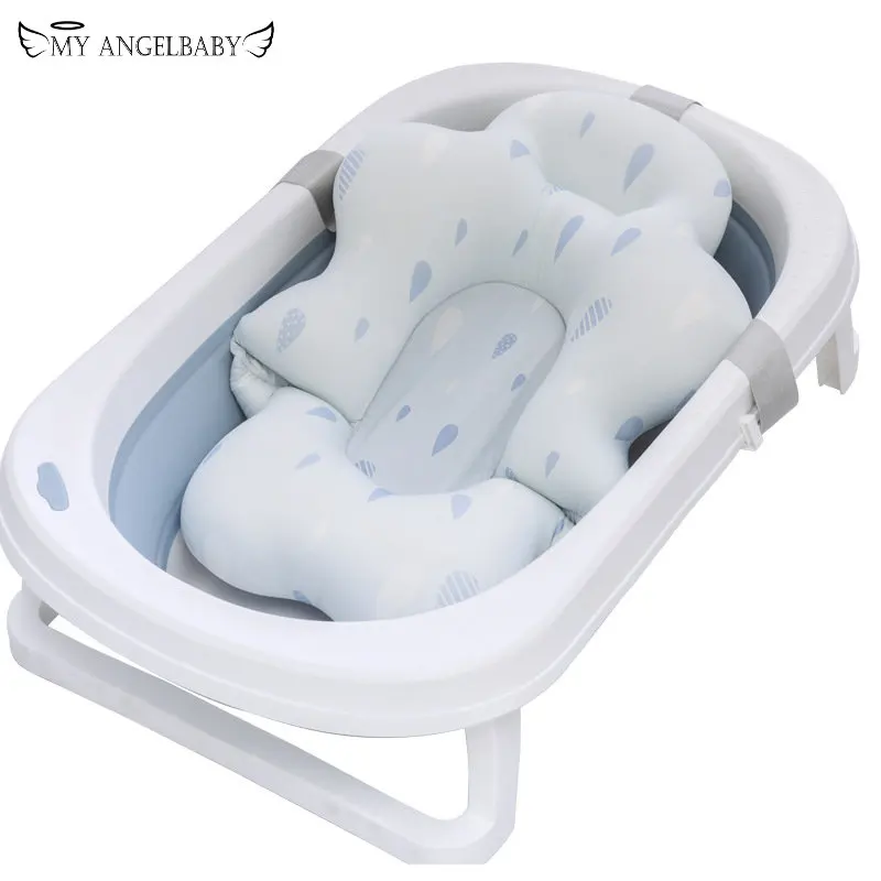 Baby Bathtub Cushion Foldable Baby Bath Seat Support Pad Newborn Bathtub Chair Infant Anti-Slip Soft Comfort Body Cushion Mat