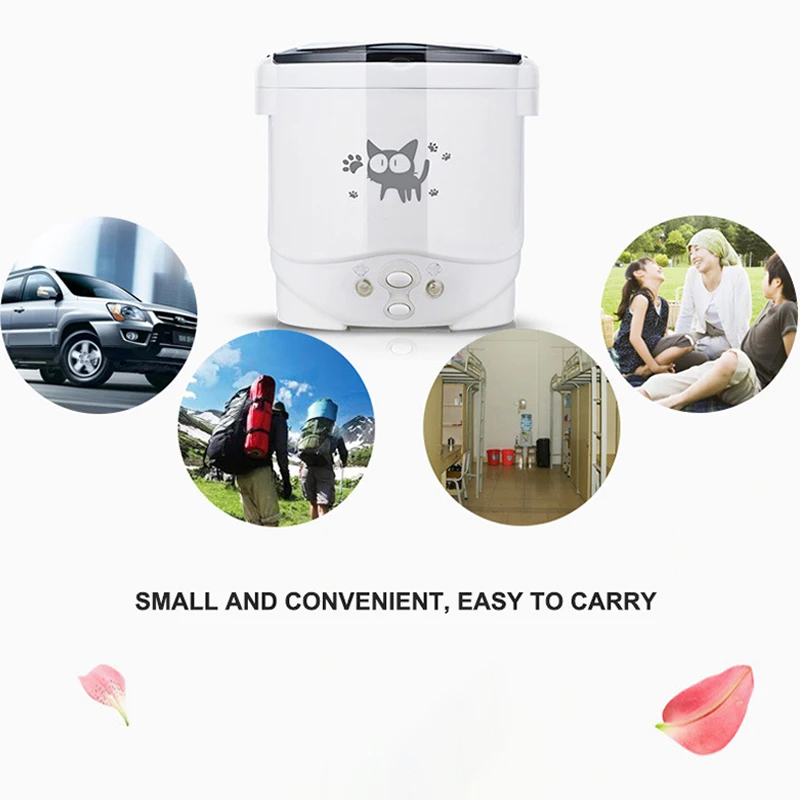 Electric Mini Rice Cooker Portable MultiCooker Small Household Rice Cookers 12V  24V 220V Cooking Machine For Car Truck Home