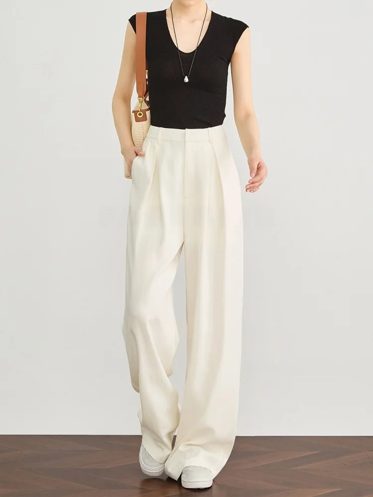 

Брюки FALIN из белого льна, широкие, повседневные, женские, летние, тонкие, свободного кроя, с высокой талией, прямого кроя, для офиса