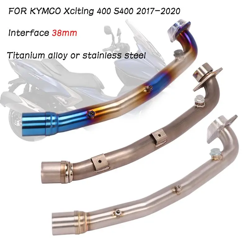 For KYMCO Xciting 400 S400 2017-2020 Motorcycle Exhaust Pipe Front Link Tube Connect Original Muffler Slip On Titanium Alloy