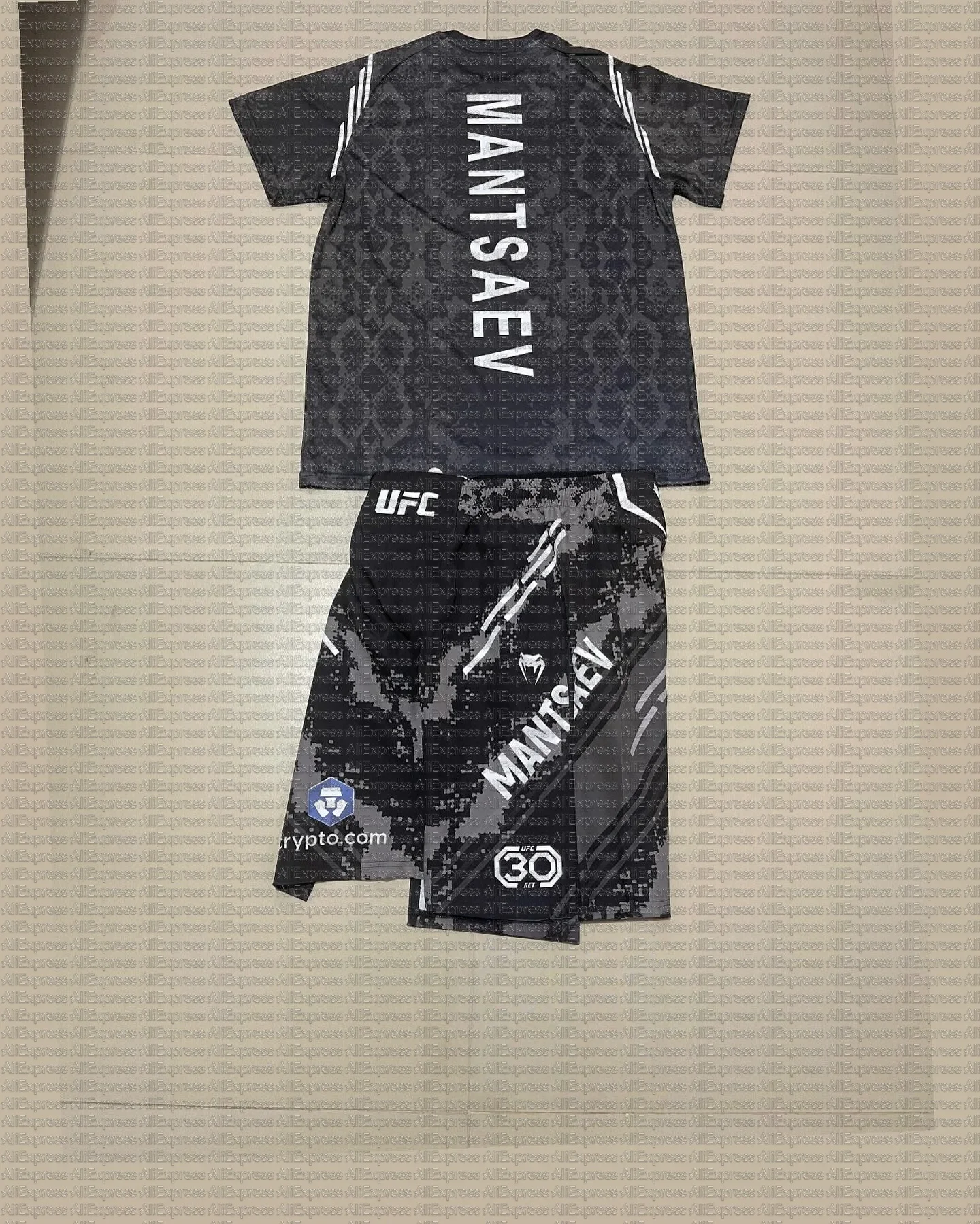 

Men's UFC Top Fighters Islam Makhachev Combat Fighting Event Tee And Shorts Sets Breathable Jersey Running Fast Drying Outfit