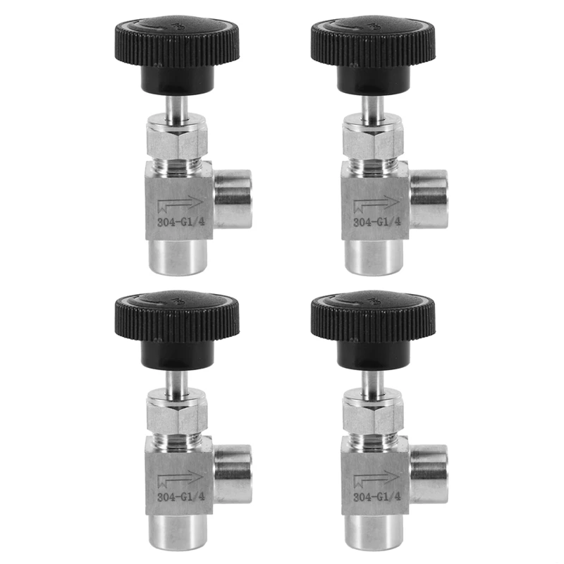 

4X Needle Valve Adjustable Needle Valve 1/4 Inch Right Angle Female Thread BSP SS304 For Water Gas Oil