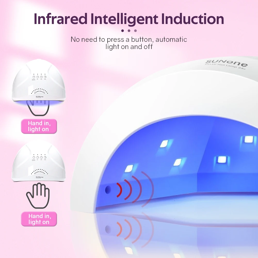 UV LED 네일 램프, 전문 젤 광택제 건조 램프, 3 타이머 설정, 30 구슬 분리형 트레이, 홈 매니큐어 살롱용, 48W