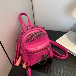 2024 New Women's Bag Fashion Rock Backpack High Quality Design Handbag Riveted Punk Youth Hot Sale