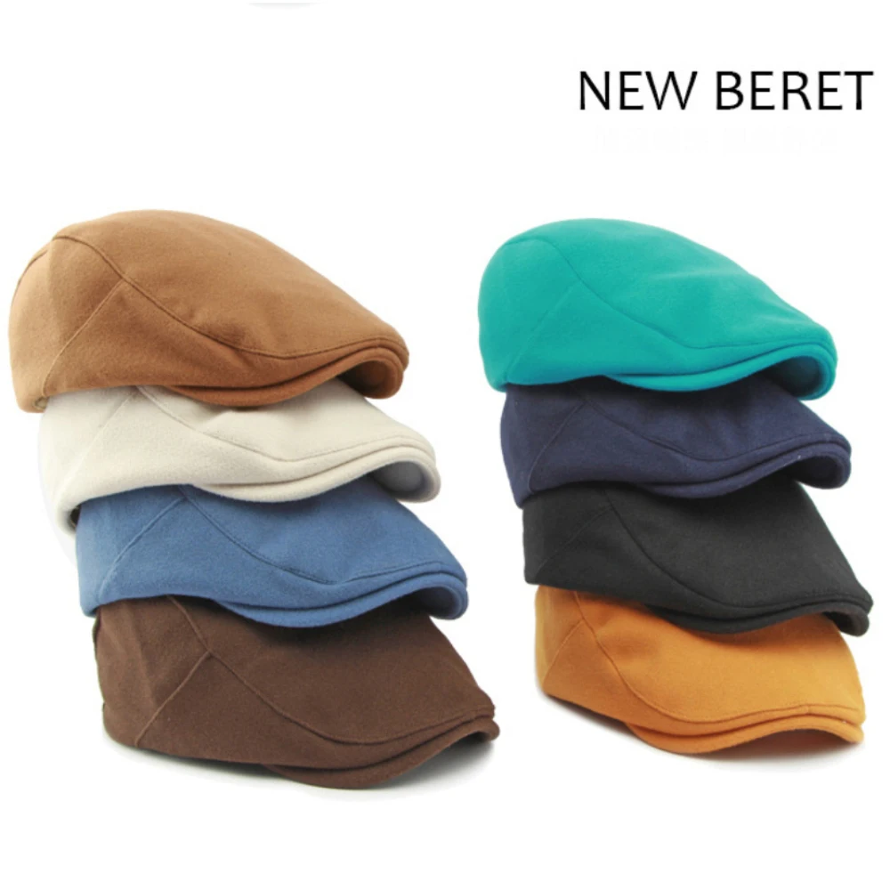 

MZ4292 Beret Cap Men Women New Autumn Winter Wool Beret Hat Solid Artist Painter Ivy Flat Cap Male Female Adjustable Mens Berets
