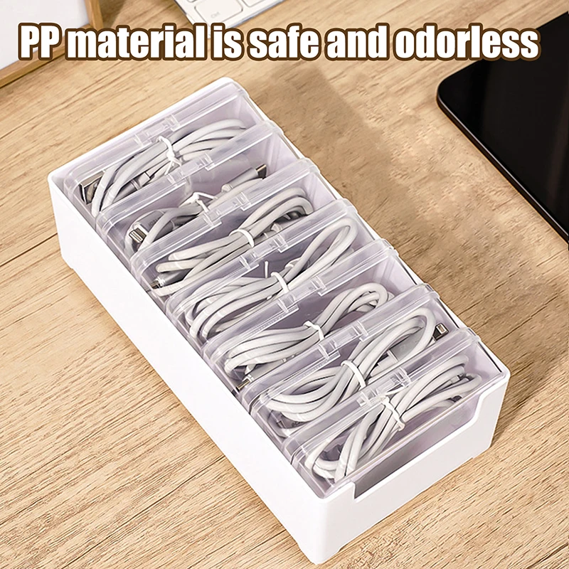 1PC Data Cable Storage Box Home Phone Charger Separate Storage Box Desktop Cable Organizer Multifunctional Storage Organizer