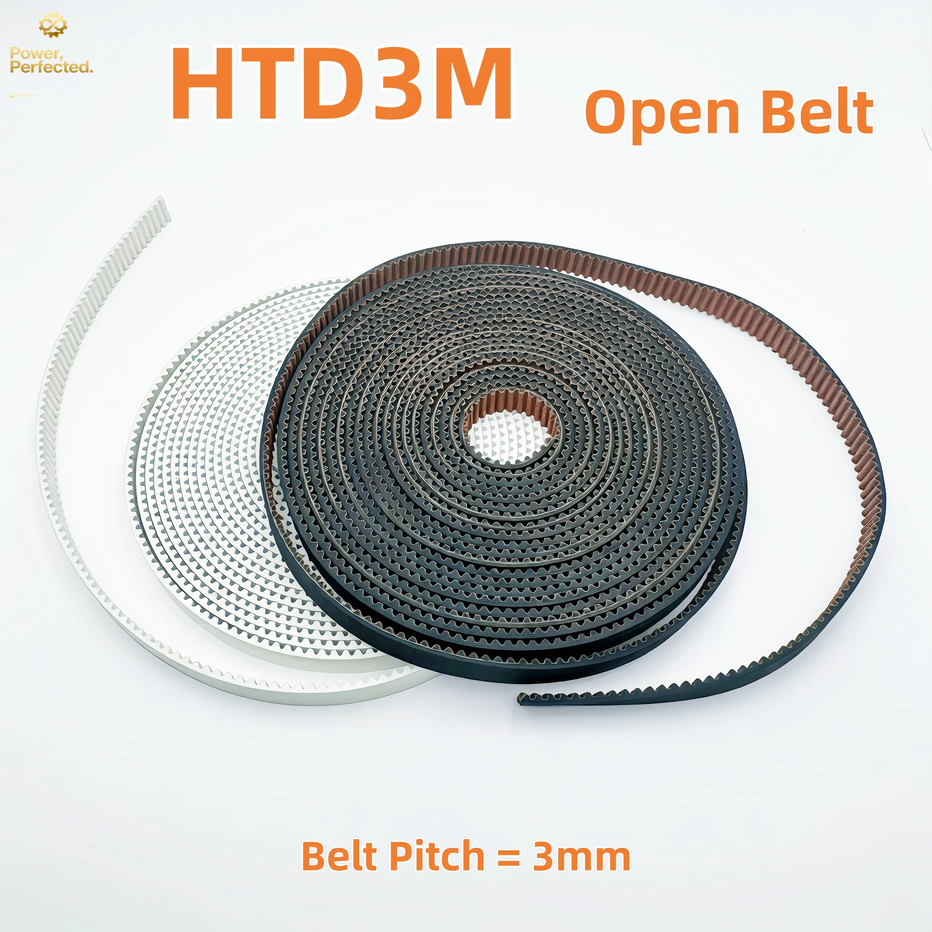 HTD 3M Open Belt PU Belt 9mm 10mm 12mm 15mm 20mm 25mm 45mm 50mm 70mm Open Belt PU with Steel Core HTD3M Timing Belt 3M Open Belt