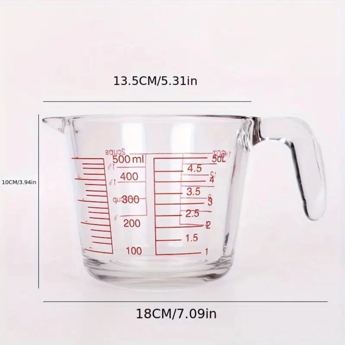 500ml Heat-Resistant Glass Measuring Cup with Precise Scale, Microwave & Oven Safe, Ergonomic Handle, Ideal for Baking, Cooking,