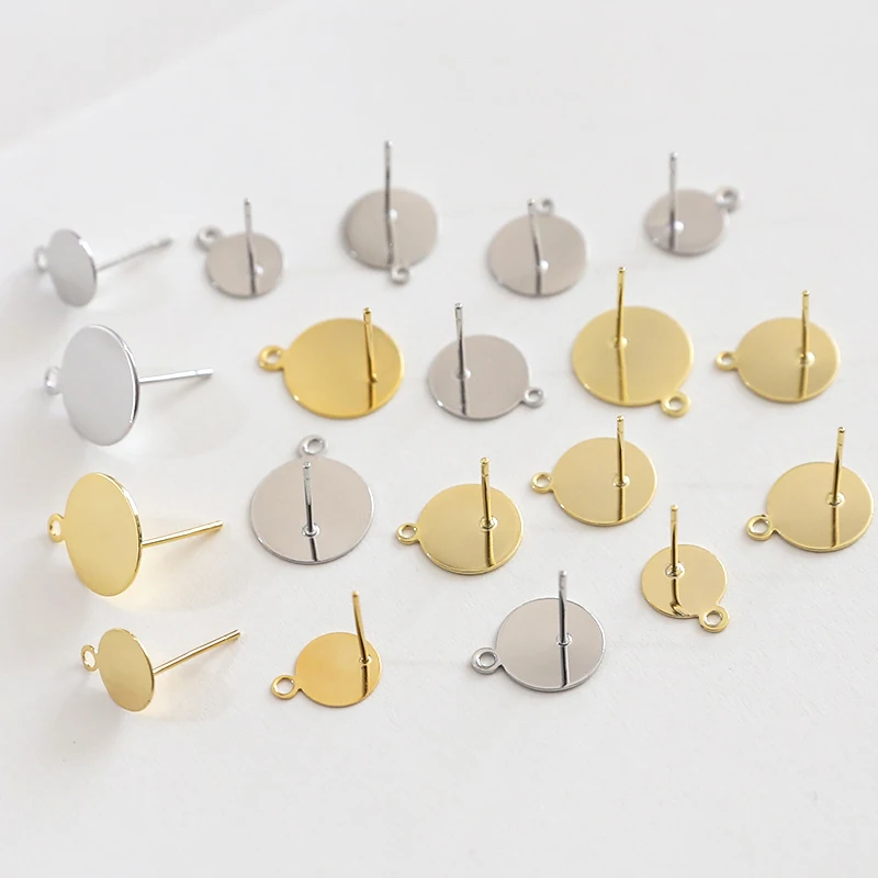 

6 шт. медные позолоченные подвески-основы для серег с плоским дном, из серебра 925 пробы, для рукоделия, аксессуары для изготовления украшений