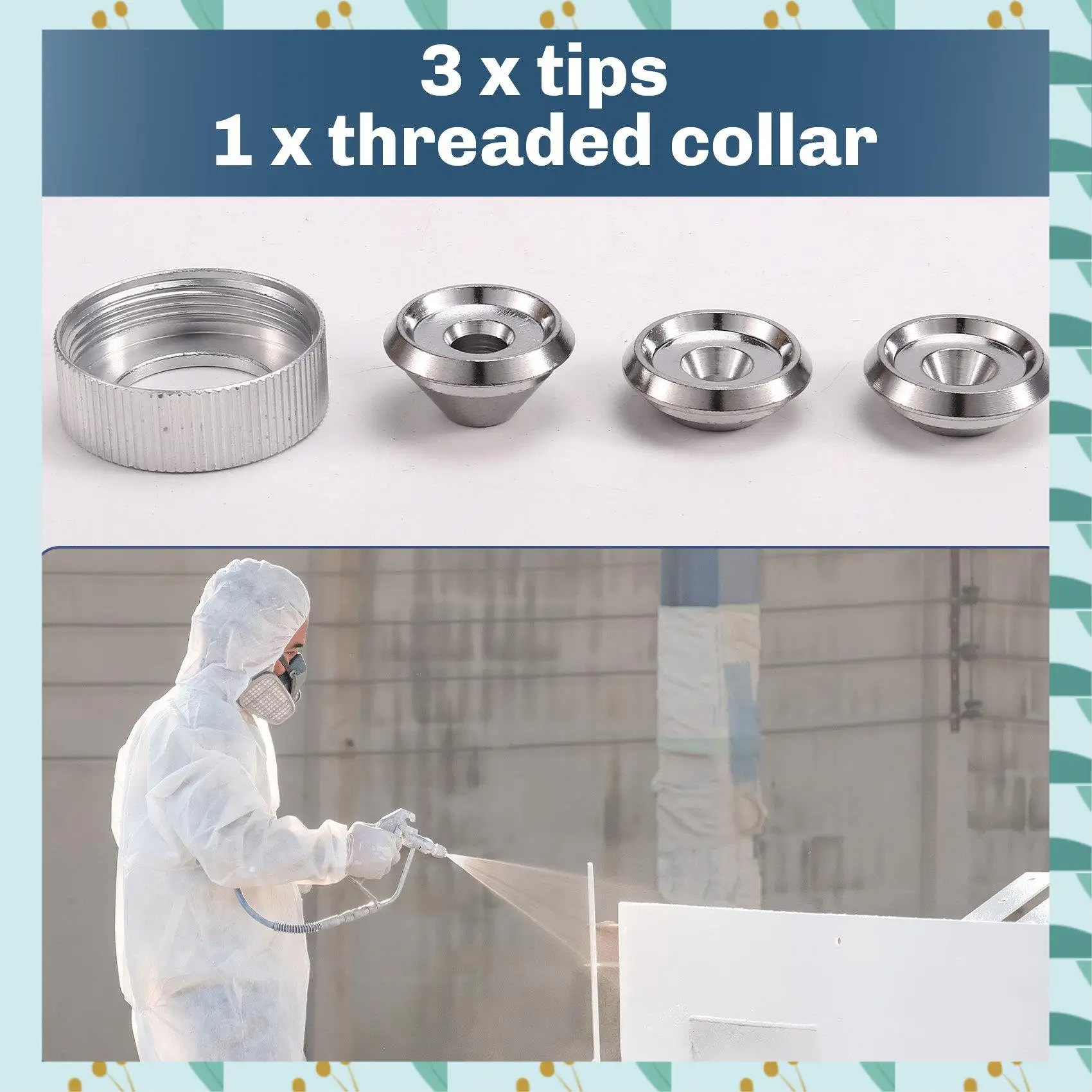 

A71P Texture Sprayer Orifice Tip Set,3 Nozzle Tips,Threaded Collar For Wal-Board Drywall Texture-Pro 200 Hopper Machine