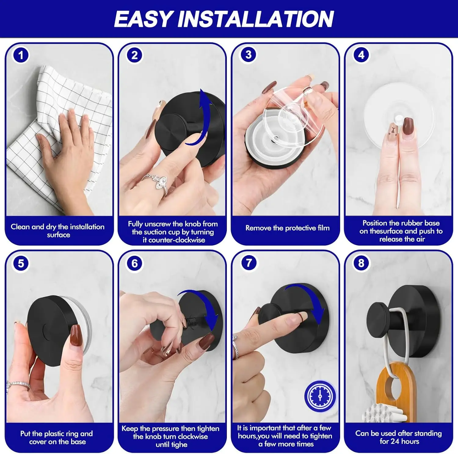 ถ้วยดูด Hook สูญญากาศที่แข็งแกร่งห้องน้ําดูดถ้วย Hooks ผ้าเช็ดตัวกันน้ํา PP แขวนผนังแบบใช้ซ้ําได้สําหรับแขวน Robe