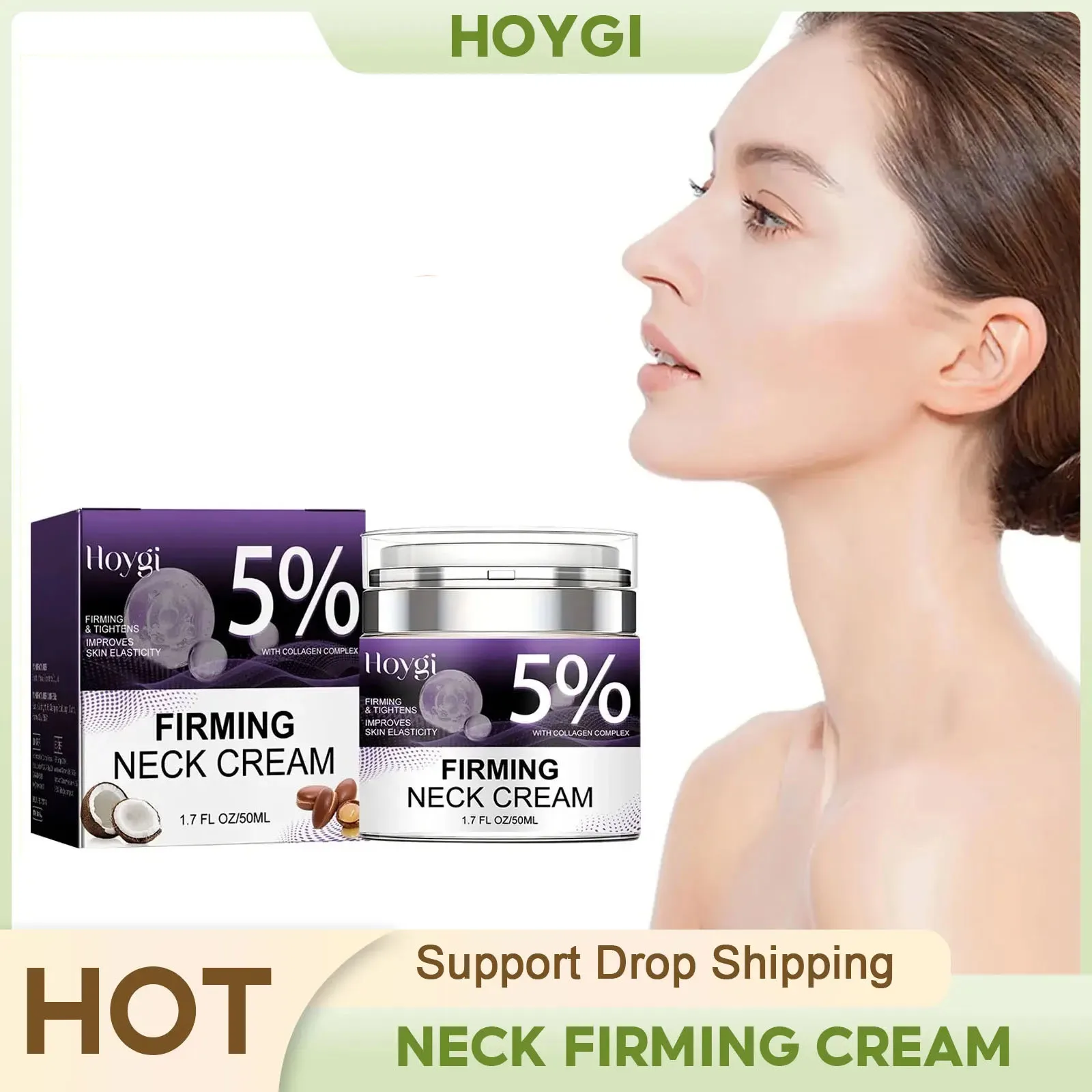 Neck Firming Cream Fading Fine Line Double Chin Reducer Rejuvenation Tightening Moisturizing Hydrolyzed Collagen Neck Cream