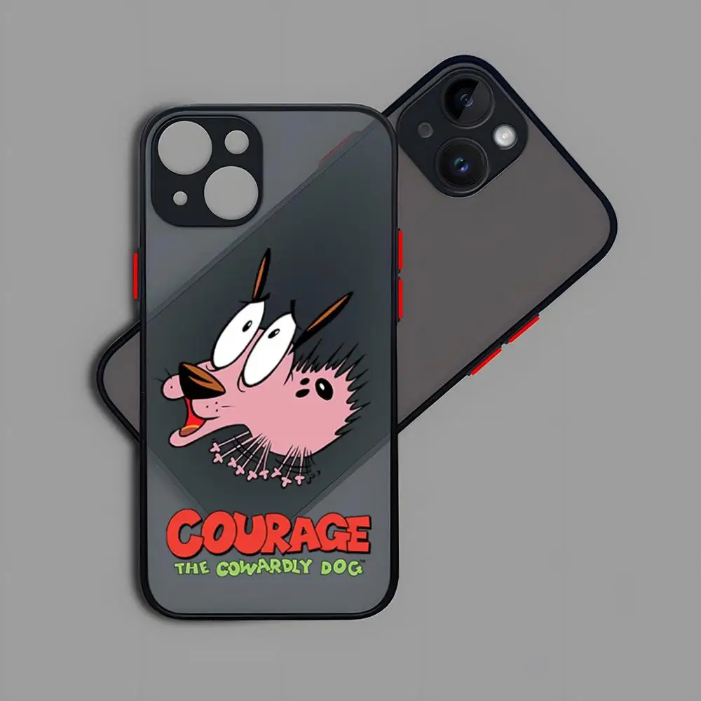 Courage C-Cowardly Dog Phone Case Matte Transparent For 15 iPhone 12 11 13 Pro Max X XR XS 8 SE Plus Luxury Silicone Back Cover