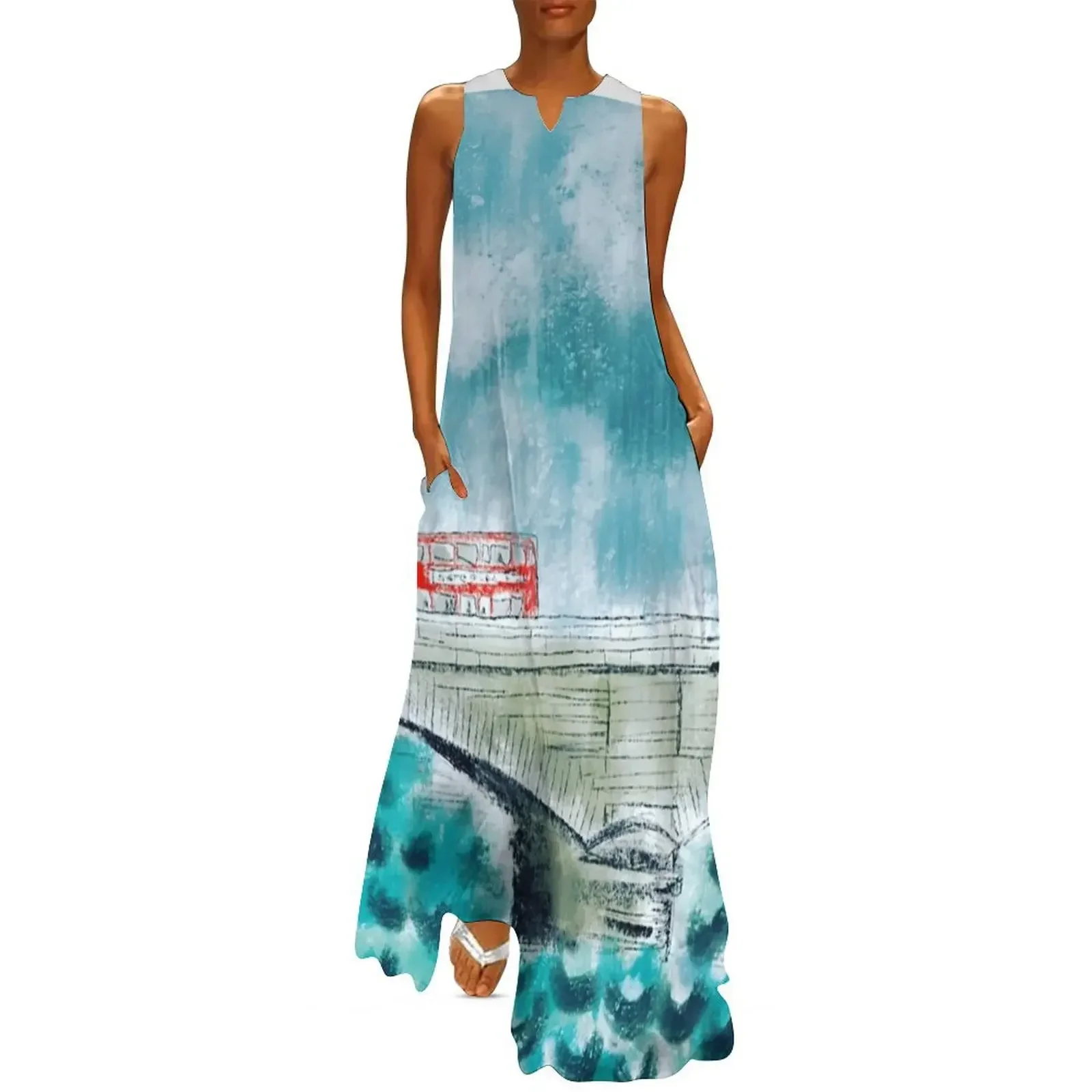 

Putney Bridge Thames River London Long Dress birthday dress Women's skirt ladies dresses for special occasions Dress