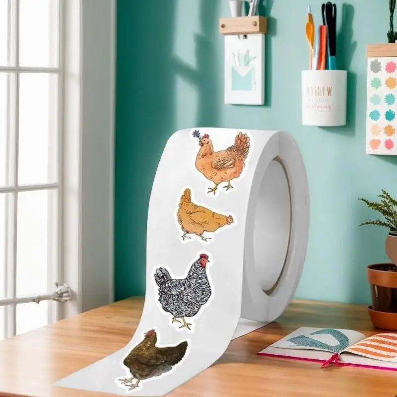500PCS Clever Hen Roll Stick-On Film- Creature Mural Laptop Protection, Desk Top, Water Container Labels.