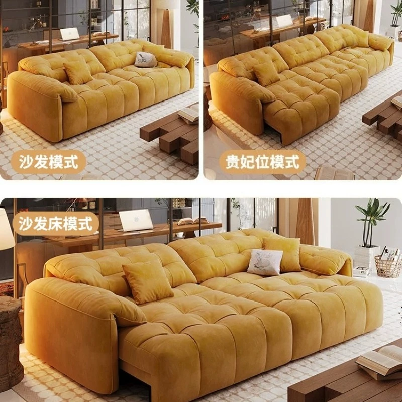 Electric sofa living room zero wall retractable multi-functional sofa bed integrated dual-purpose