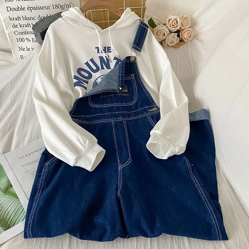 Jumpsuit Women\'s Jeans Rompers 2023 New Retro Bib Pants Loose Denim Overalls Female Casual Fashion Large Size Wide-leg Overalls