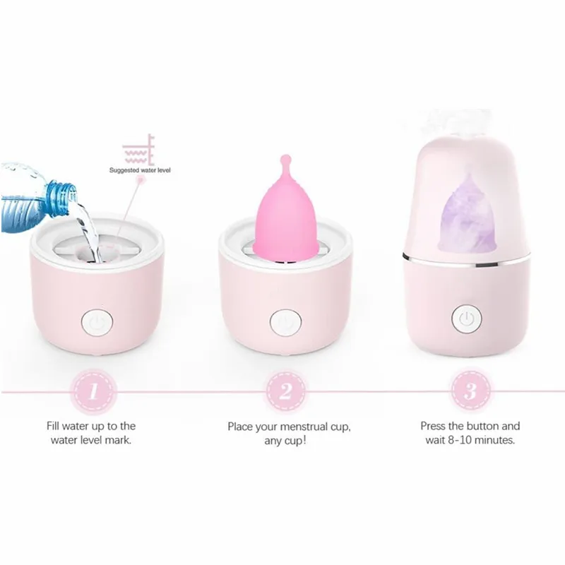 Menstrual Cup Steam Sterilizer Period Cup Steamer Cleaner 3-in-1 for Cleans, Dries, and Stores Your Period Cup