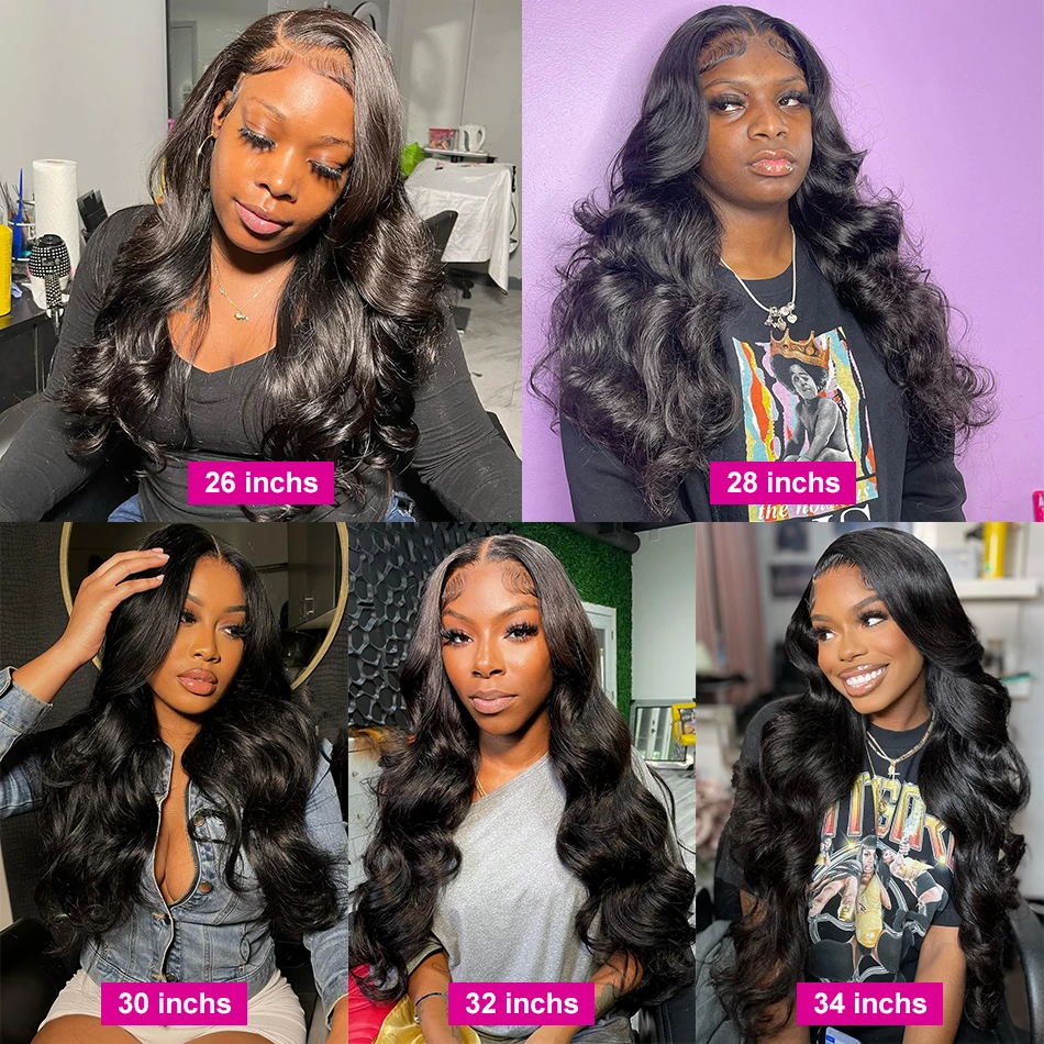 Perruque Lace Front Wig Body Wave Brésilienne Naturelle, Cheveux Humains, HD, 13x6, 30 40 Pouces