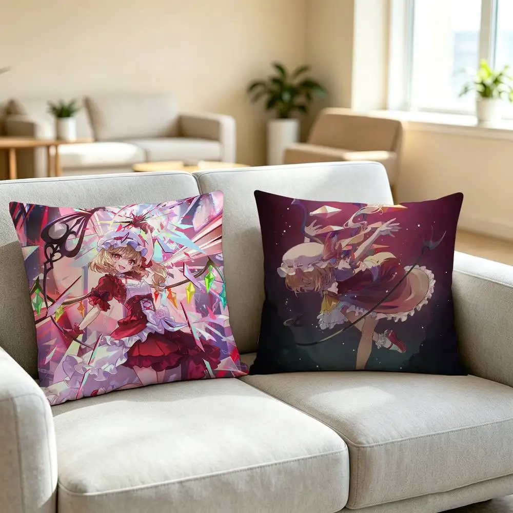 Game Touhou Project Flandre Scarlet Pillow Case Square Double-Sided Sofa Cushion Cover Bedroom Bedside Pillow