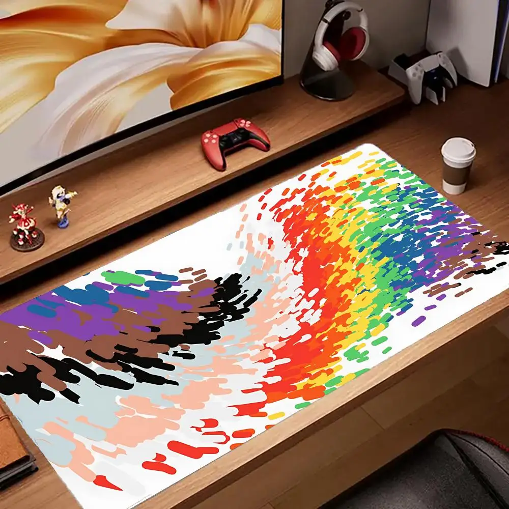 

12-LGBT Mouse Pad Keyboard Desk Mats, Kawai Rubber, Non-Slip Desk Mat, XXL90x40cm
