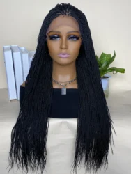 30 Inches Box Braids Synthetic Lace Wig Heat Resistant Fiber Hair Lace Front Braided Wigs for Afro Black Women Cornrow Wigs