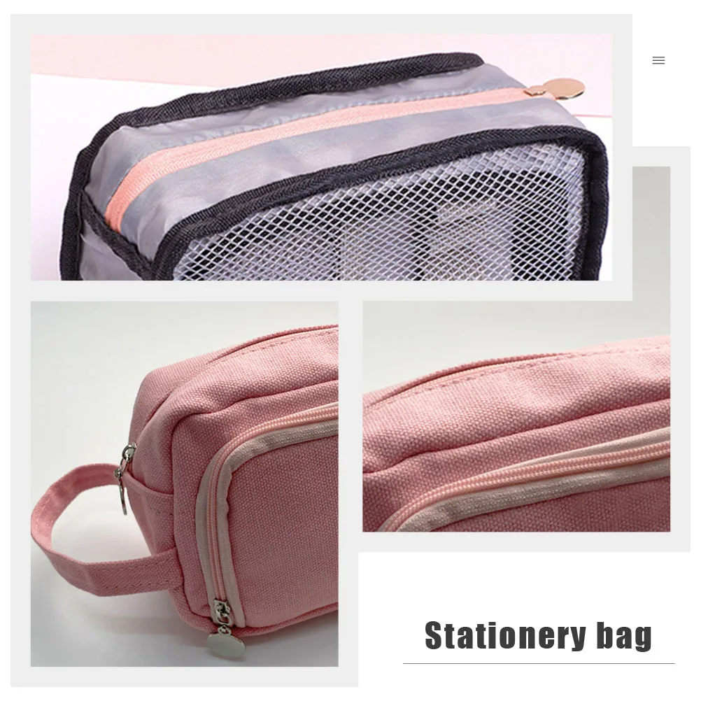 

Canvas Pencil Case Stationery Bag Large Capacity Thick Durable Zipper Pen Storage Bag Student Supply School Gift
