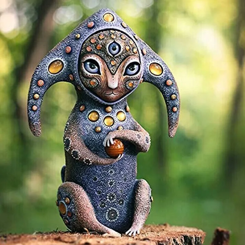 Nuove creature Fantasy World Resin Statue Home Decor Handmake Three Eyes Alien Garden Ornaments decorazione Figurine artefatto regalo