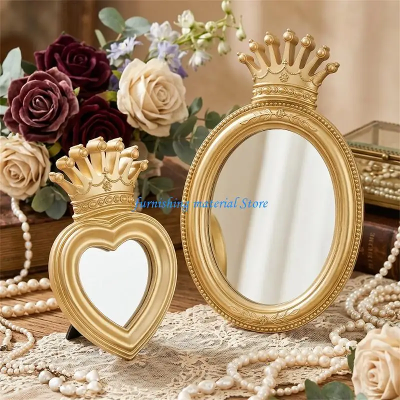Y5GD Antique Tabletop Makeup Mirror for Dresser and Desktop Decors