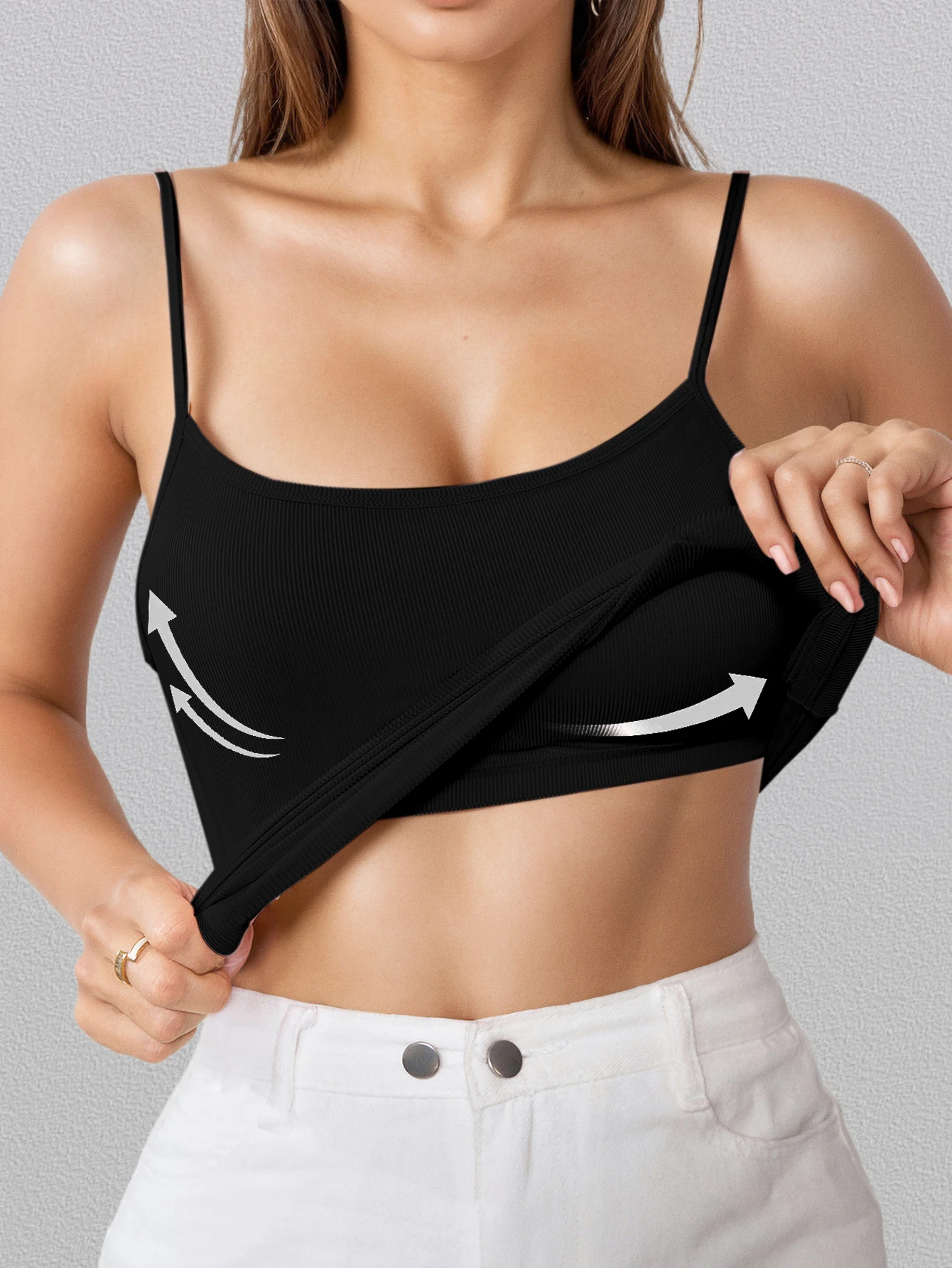 

Летний повседневный топ без рукавов на тонких бретельках со встроенной подушкой на груди, женские универсальные укороченные топы в стиле Харадзюку, винтажная одежда y2k