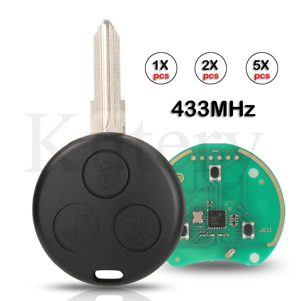 Control remoto inteligente de 433Mhz para Mercedes Benz Fortwo 450 451 Forfour Roadster Chiave City Coupe Cabrio Crossblade Passion