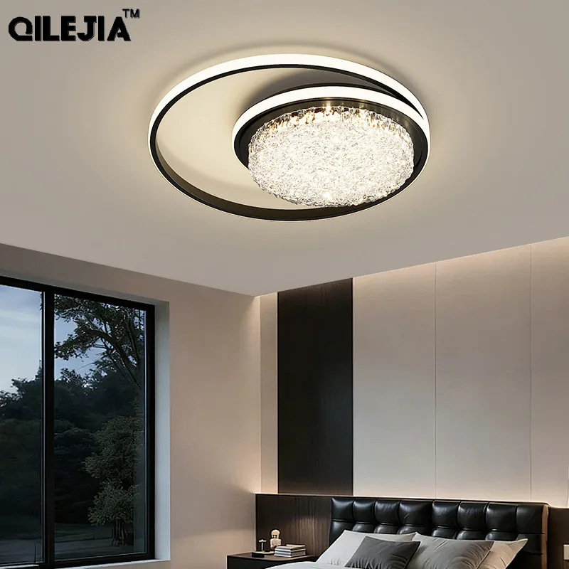 Simple Living Room Led Ceiling Light Walnut Wood Grain Color Bedroom Study Ceiling Lamp Modern Home Interior Decor Lighting Lamp