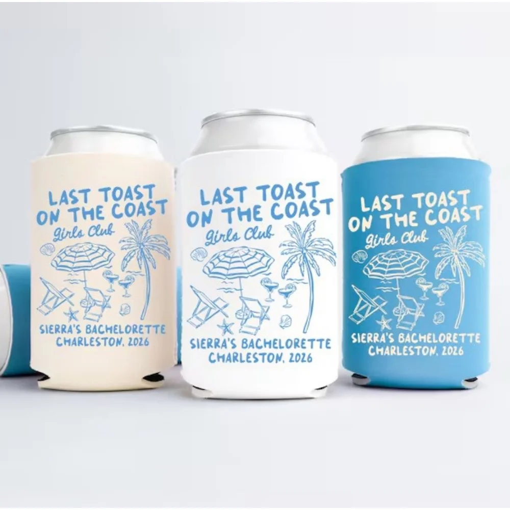 

Персонализированные наклейки на банки для напитков "Last Toast On The Coast", пляжные сувениры для девичника на заказ для команды невесты