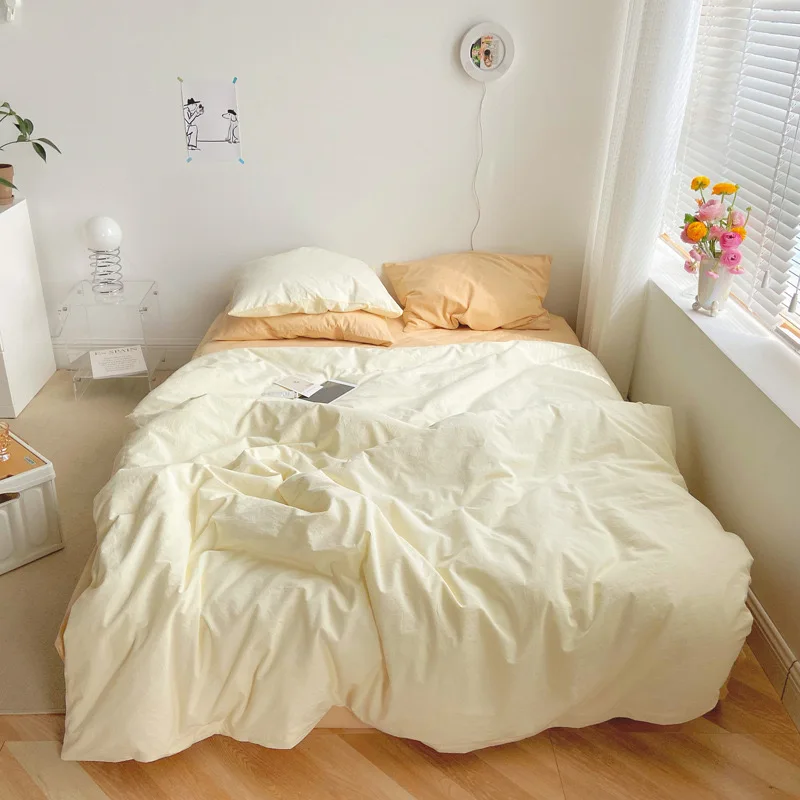 On Sale Breathable Comfort High Quality Home Bedding Set Solid Color