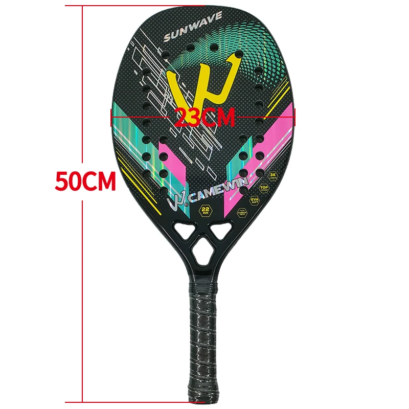 Camewin 3K Beach-Tennisschläger aus Vollcarbonfaser mit rauer Oberfläche, Outdoor-Sportschläger für Männer, Frauen, Erwachsene, Senioren, 2024 Neu – Detail 1