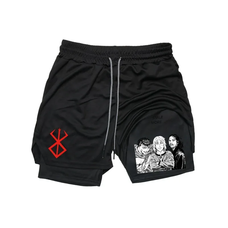 

Шорты для тренировок для мужчин, комплексные Guts Griffith и Casca Fighting 2-в-1, бег, фитнес, тренажерный зал, летние шорты для тайского бокса