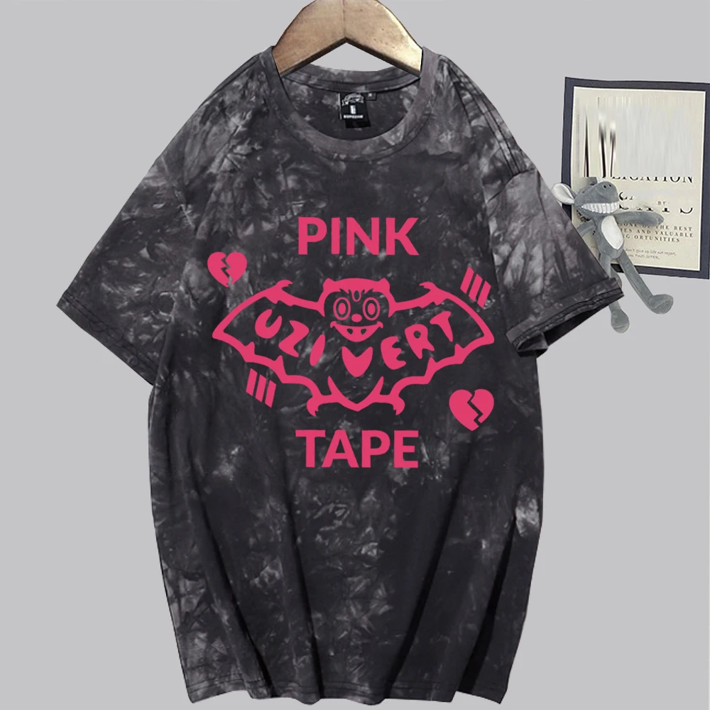 Lil Uzi Vert Pink Tape Tie Dye T-Shirt Mode Harajuku Hip Hop Männer Frauen T-Shirt Geschenk Tops