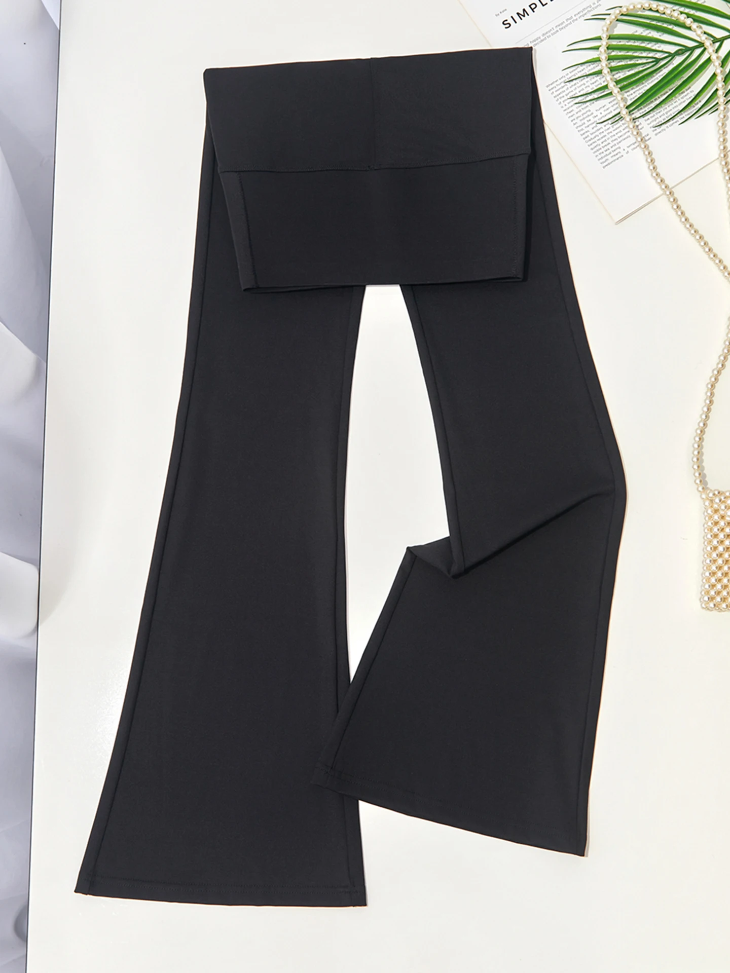 

Bla Slim Fit Брюки для йоги Женские повседневные брюки-клеш с высокой талией Эластичный пояс против морщин Повседневные спортивные брюки-ковчики