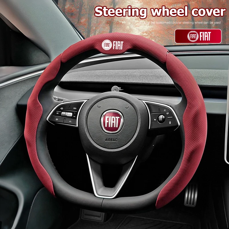 3 piezas de funda para volante FIAT, transpirable, antideslizante, para FIAT Abarth 500 Ducato Panda Grande Punto Tipo Pulse Strada 600 500